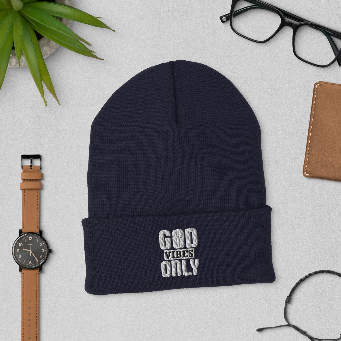 God Vibes Only Adult Christian Cuffed Beanie