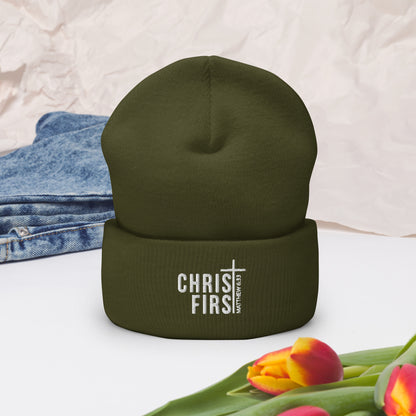 Christ First Adult Christian Cuffed Beanie