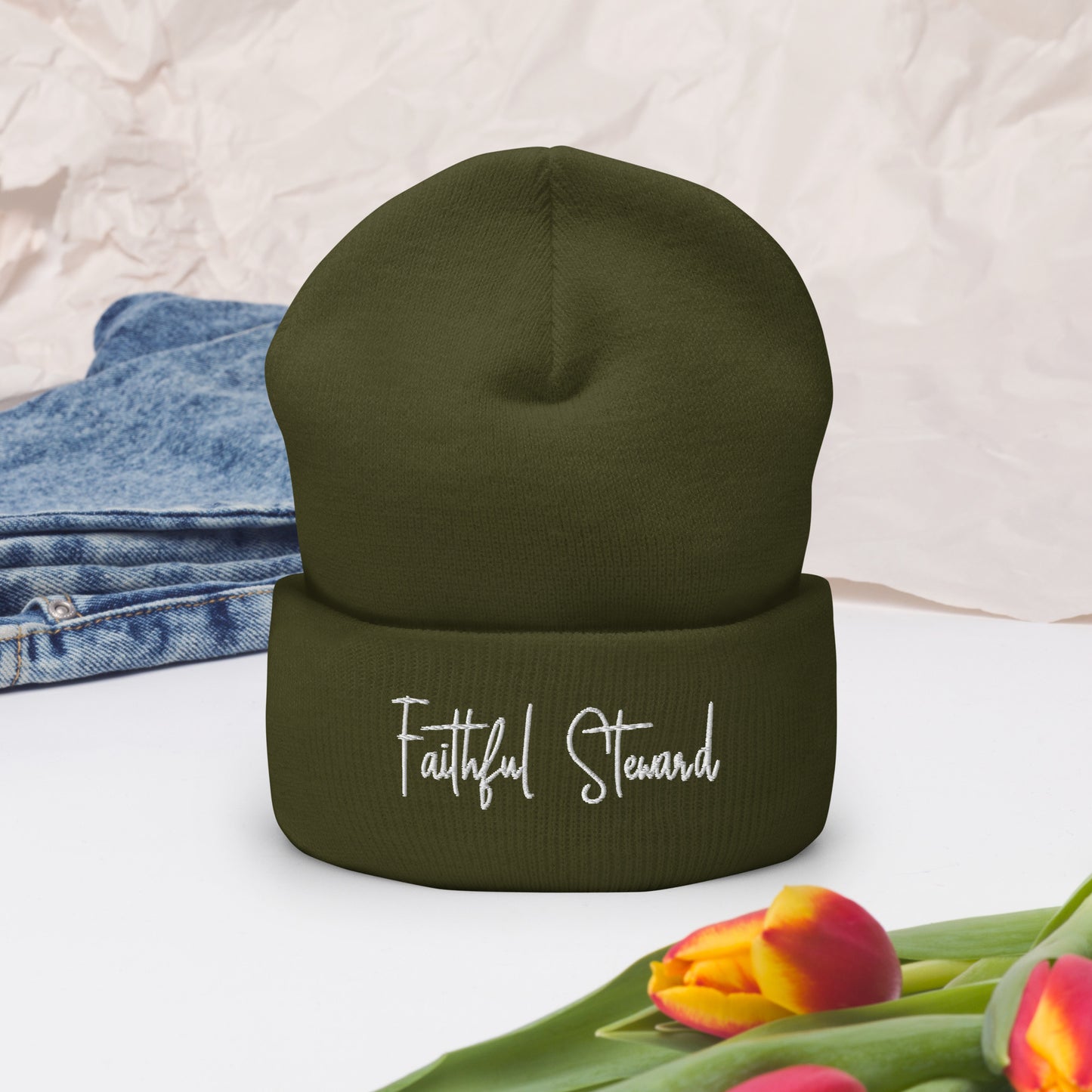 Faithful Steward Adult Christian Cuffed Beanie