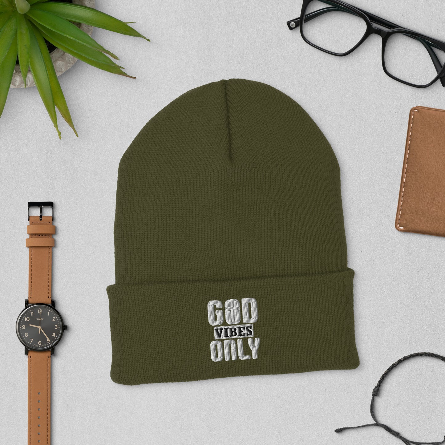 God Vibes Only Adult Christian Cuffed Beanie