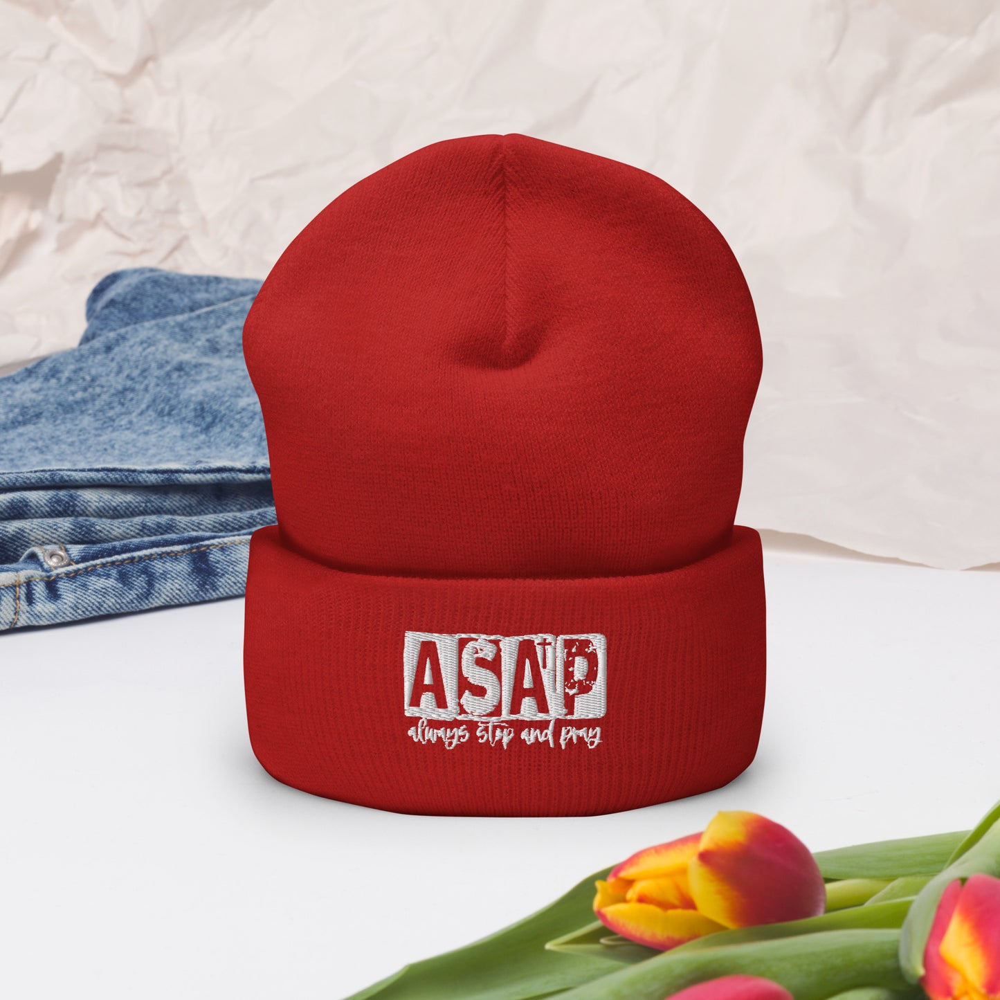 ASAP Always Stop And Pray Adult Christian Cuffed Beanie