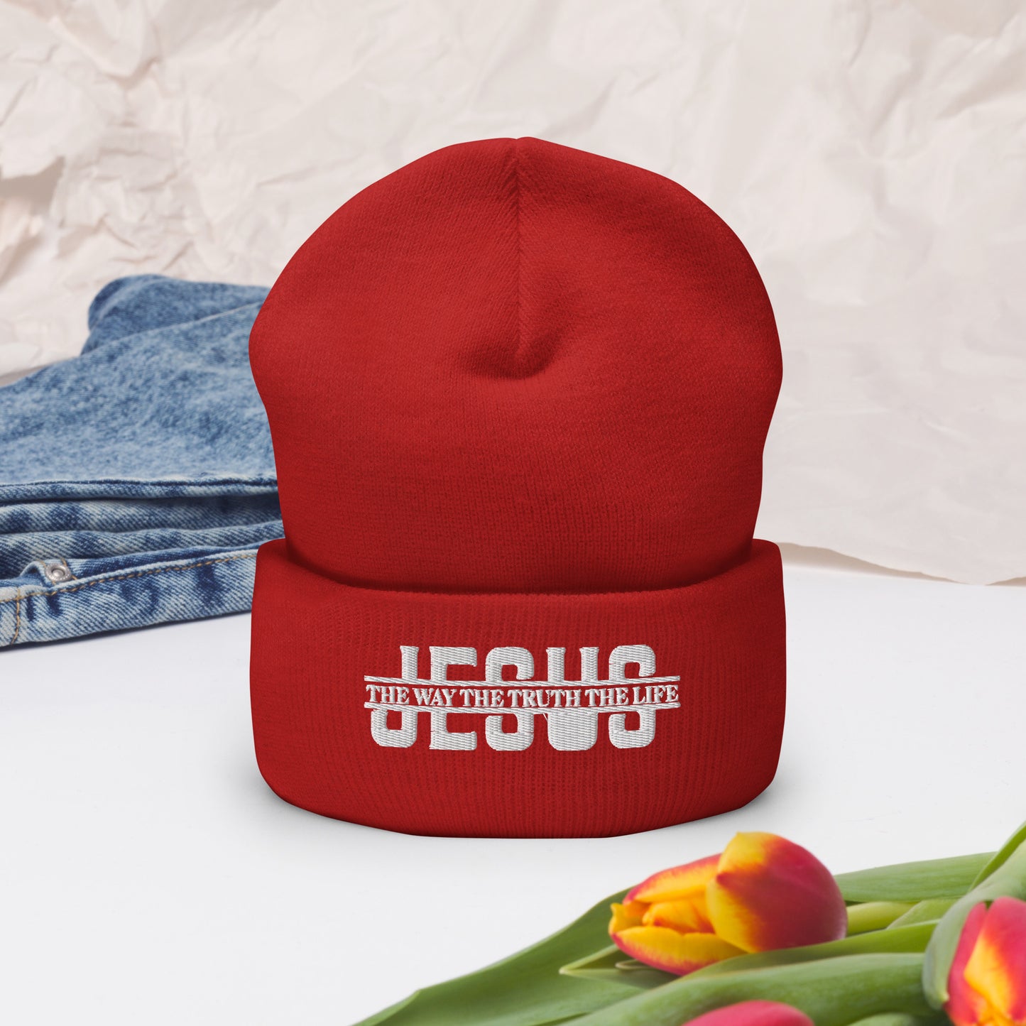 Jesus The Way The Truth The Life Adult Christian Cuffed Beanie