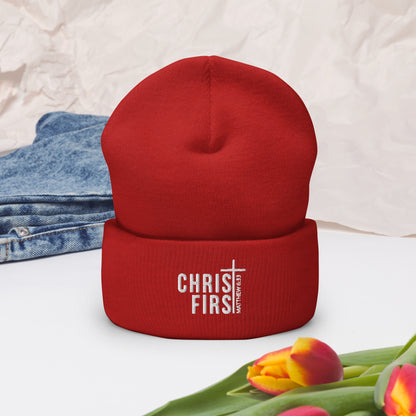 Christ First Adult Christian Cuffed Beanie