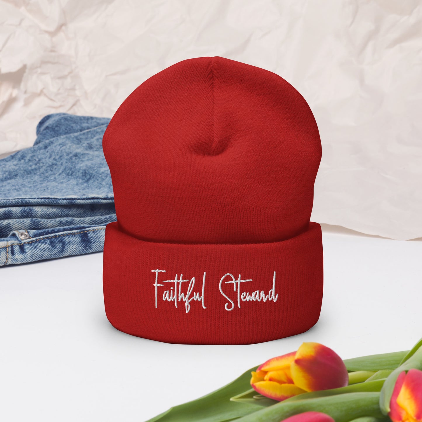 Faithful Steward Adult Christian Cuffed Beanie