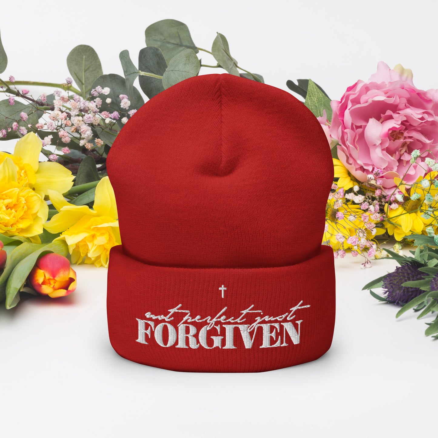 Not Perfect Just Forgiven Adult Christian Cuffed Beanie