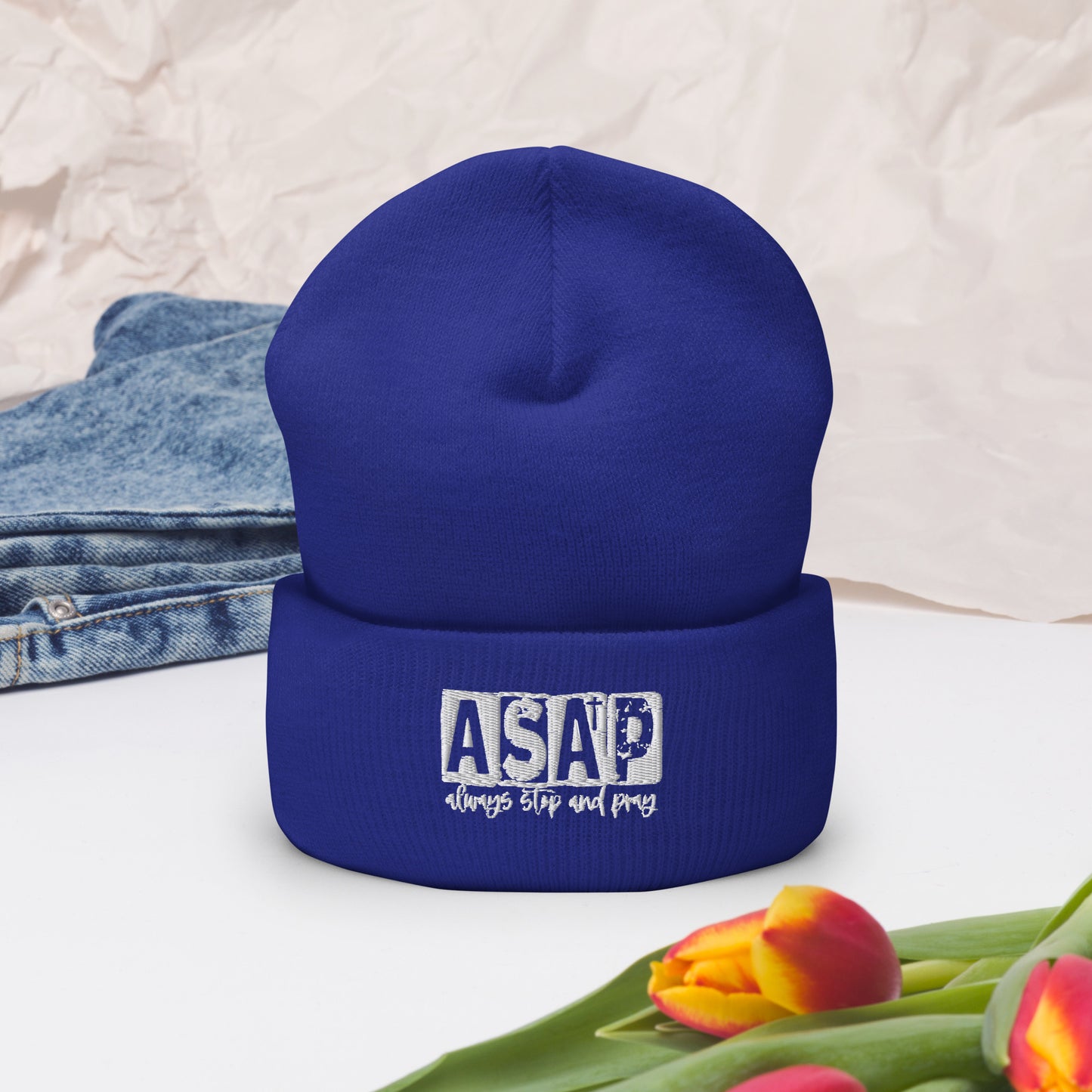 ASAP Always Stop And Pray Adult Christian Cuffed Beanie