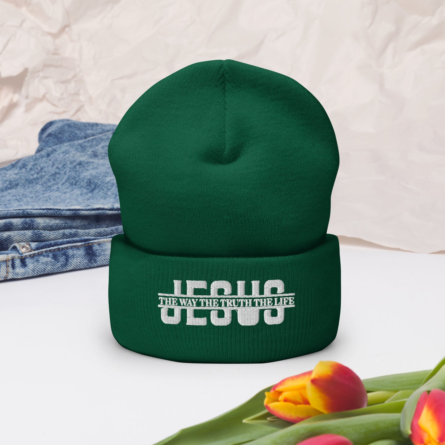 Jesus The Way The Truth The Life Adult Christian Cuffed Beanie