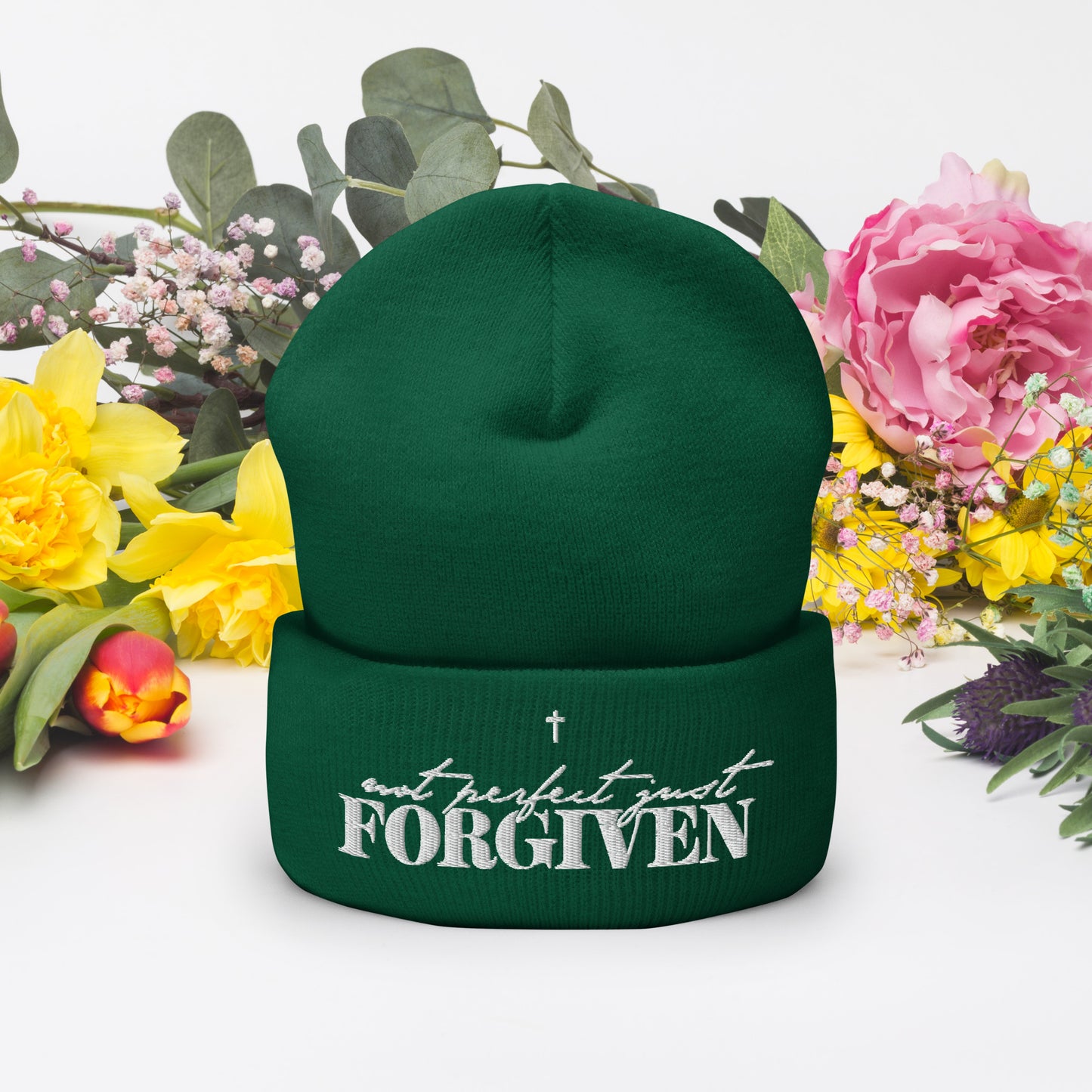 Not Perfect Just Forgiven Adult Christian Cuffed Beanie