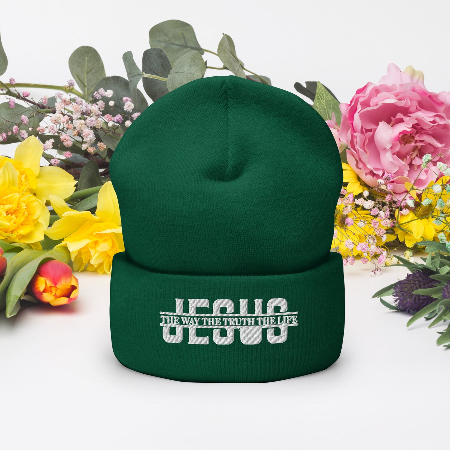 Jesus The Way The Truth The Life Adult Christian Cuffed Beanie