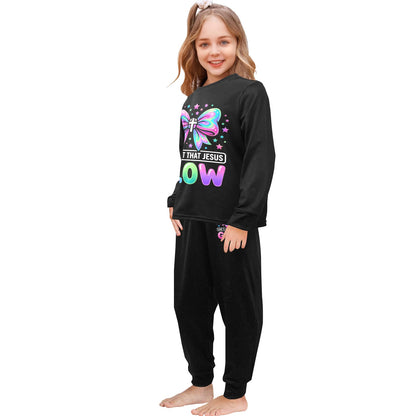 She's Got That Jesus Glow Little Girls' Crew Neck Long Pajama Set