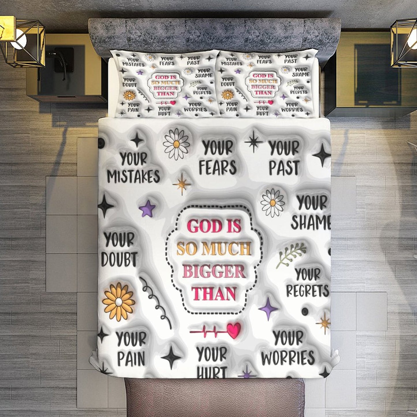 God Is So Much Bigger Than 3-Piece Christian Comforter Bedding Set-86"×70"/ 218×177cm SALE-Personal Design