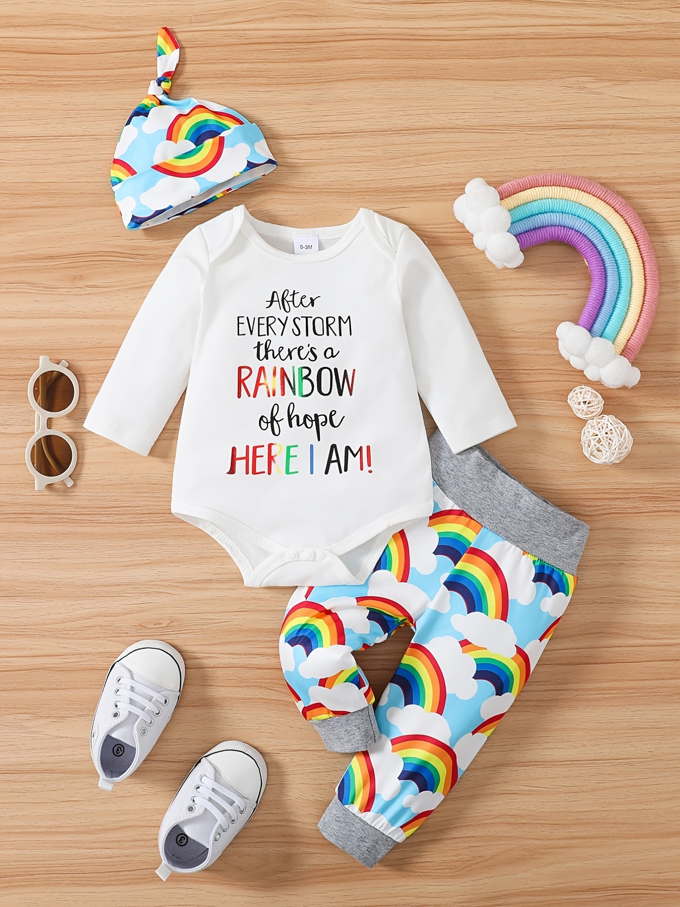 After Every Storm There Is A Rainbow Of Hope Here I Am Christian Toddler Casual Outfit claimedbygoddesigns