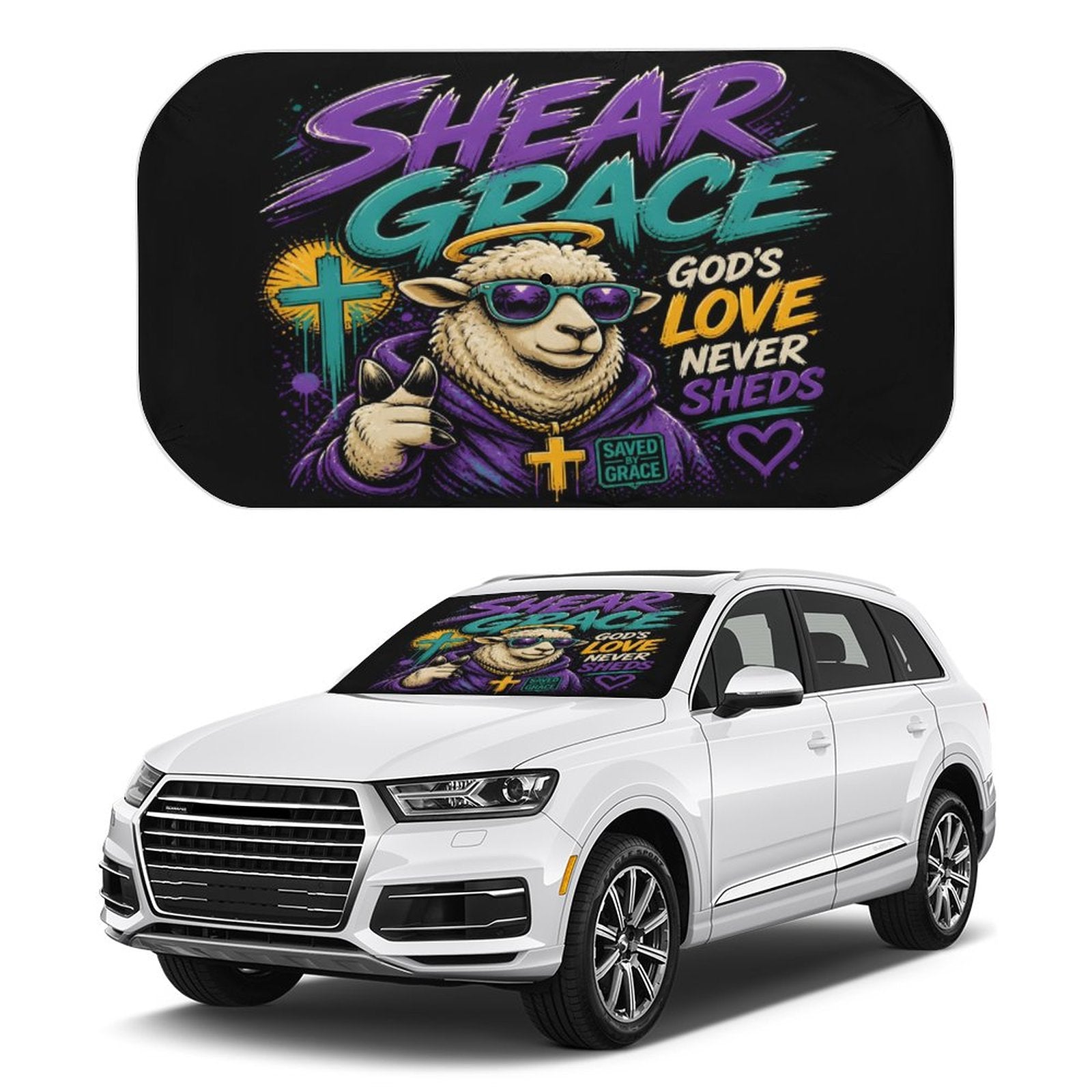 Shear Grace — Holy Sheep Christian Car Sunshade Umbrella - ClaimedbyGodDesigns