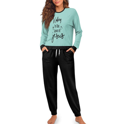 Walking In His Love Christian Women's Drawstring Pajama Set - ClaimedbyGodDesigns