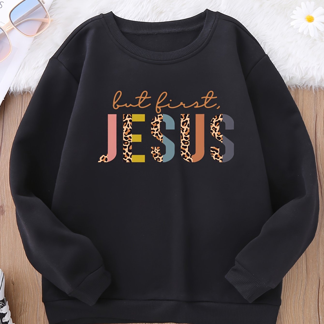 But First JESUS Youth Christian Pullover Sweatshirt claimedbygoddesigns