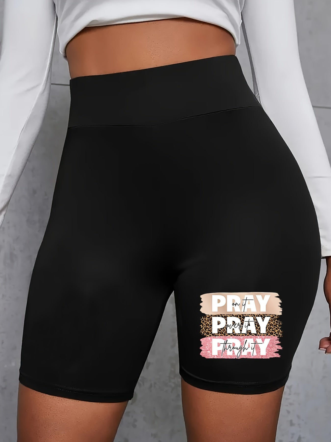 Pray On It, Over It, Through It High Waist Women's Christian Shorts claimedbygoddesigns