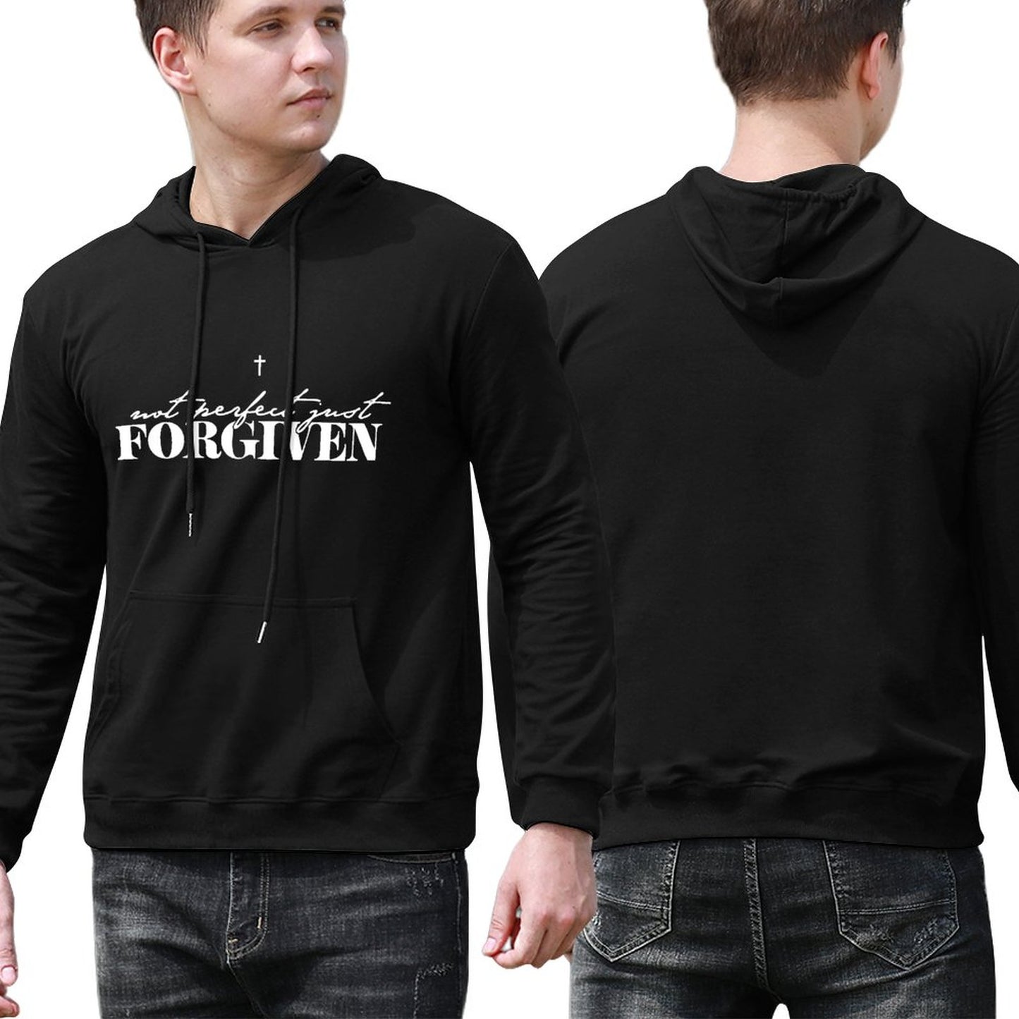 Not Perfect Just Forgiven Men's Christian Pullover Hooded Sweatshirt