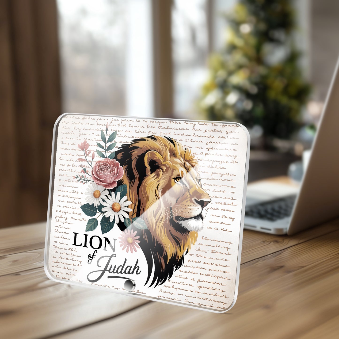 Lion Of Judah Acrylic Plaque with Stand - Rectangle - ClaimedbyGodDesigns
