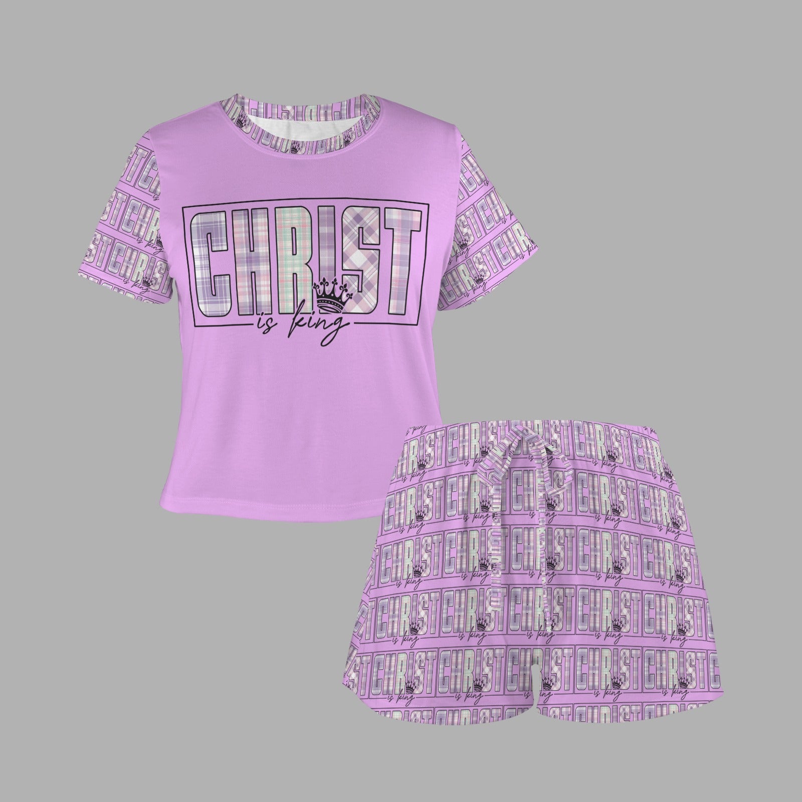 Christ Is King Christian Women's Short Sleeved String Pajama Sets