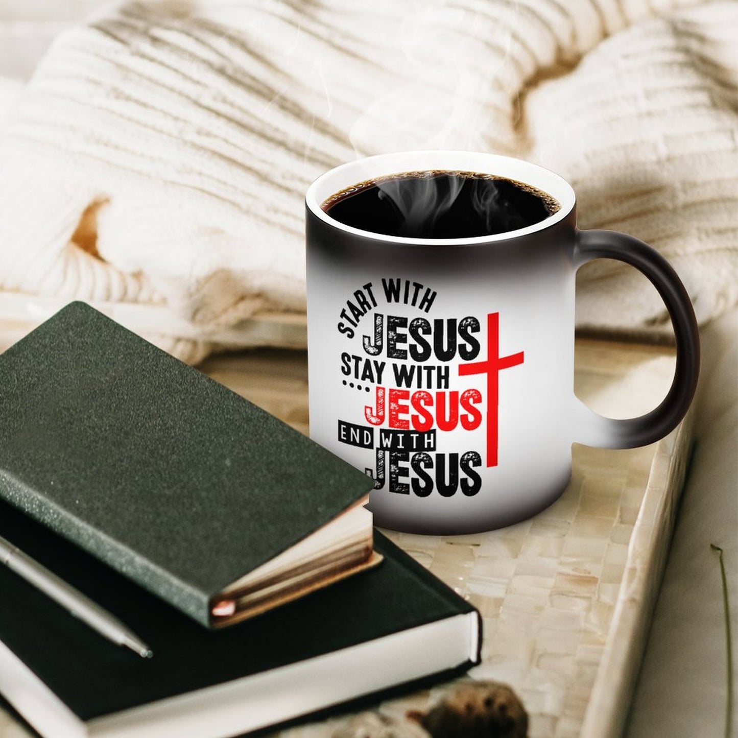 Start With Jesus Stay With Jesus End With Jesus Christian Color Changing Mug (Dual-sided )