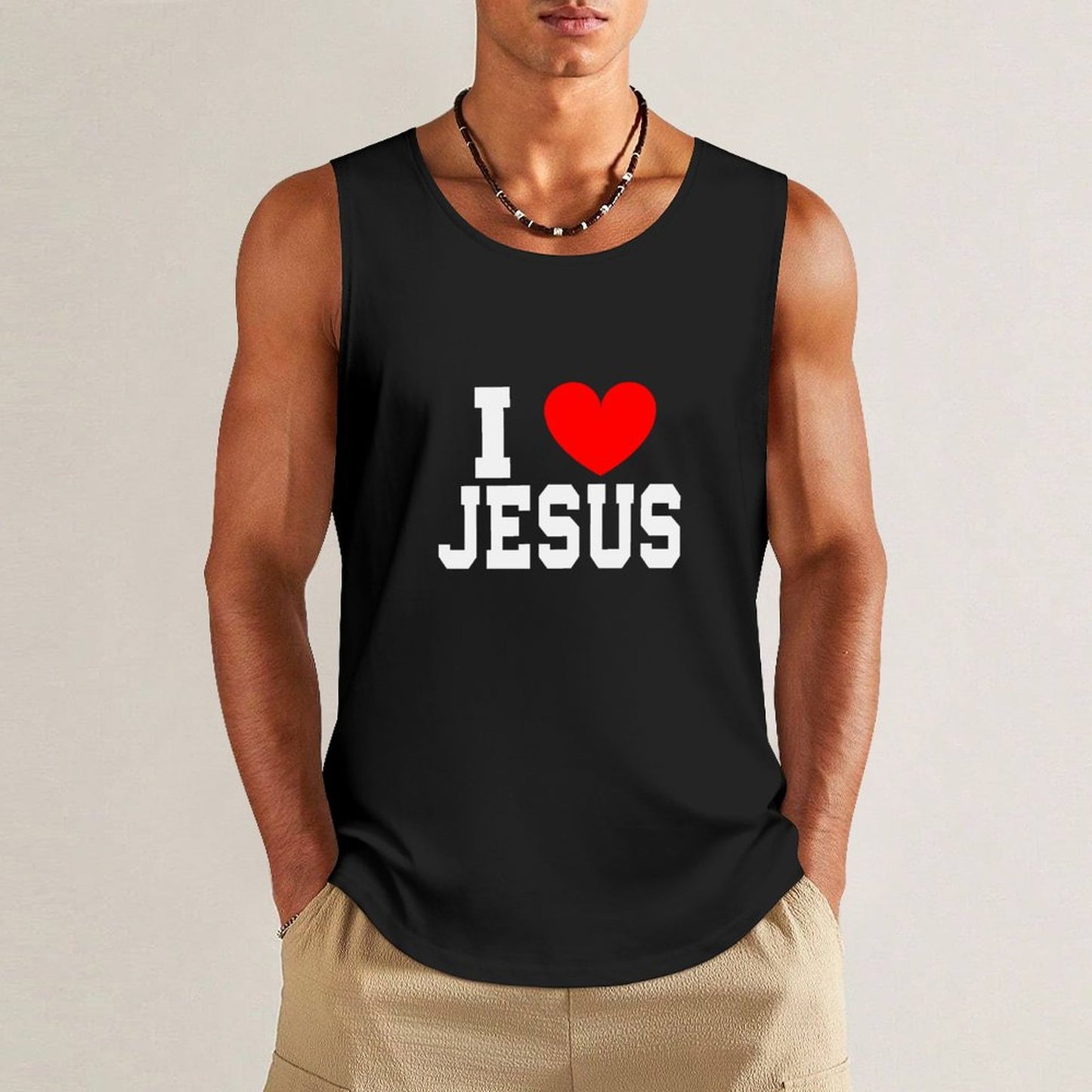 I Love Jesus Men's Christian Cotton Tank Top