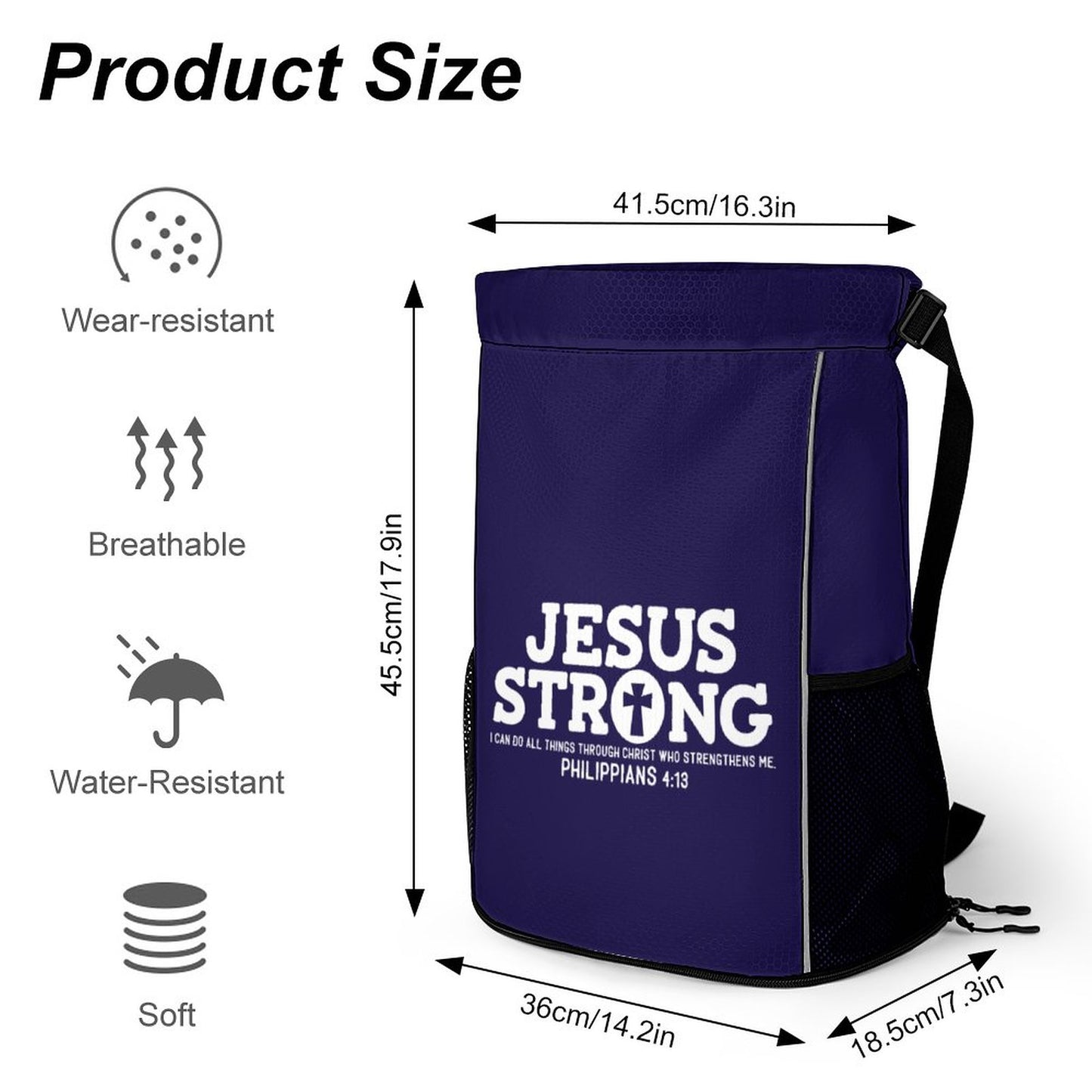 Jesus Strong I Can Do All things Christian Waffle Cloth Drawstring Bag