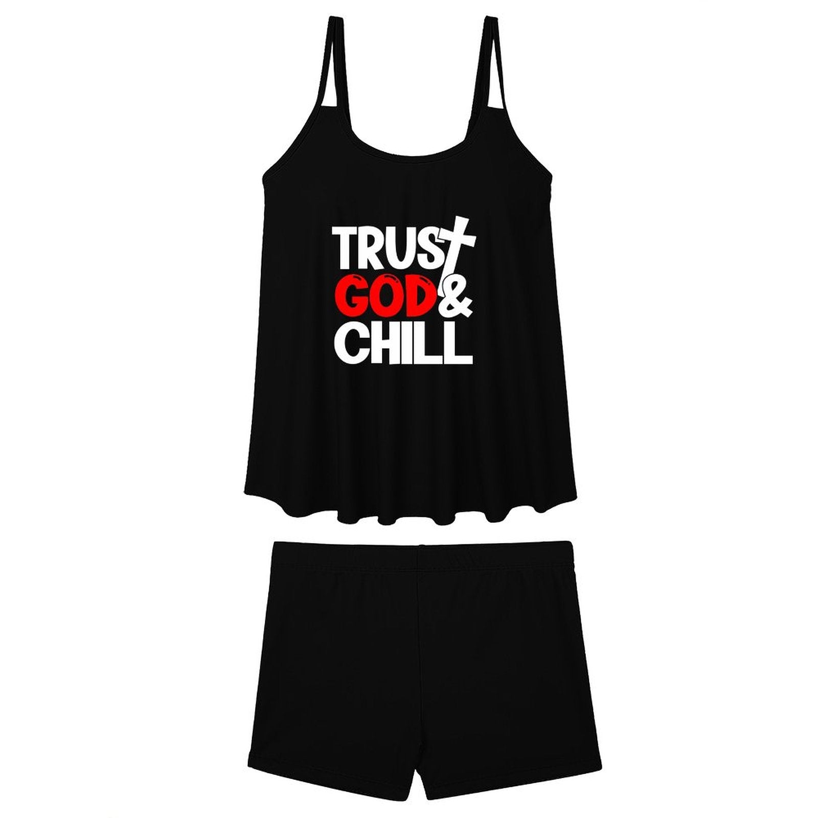 Trust Him And Chill Christian Tankini Two - Piece Swimsuit for Women - ClaimedbyGodDesigns