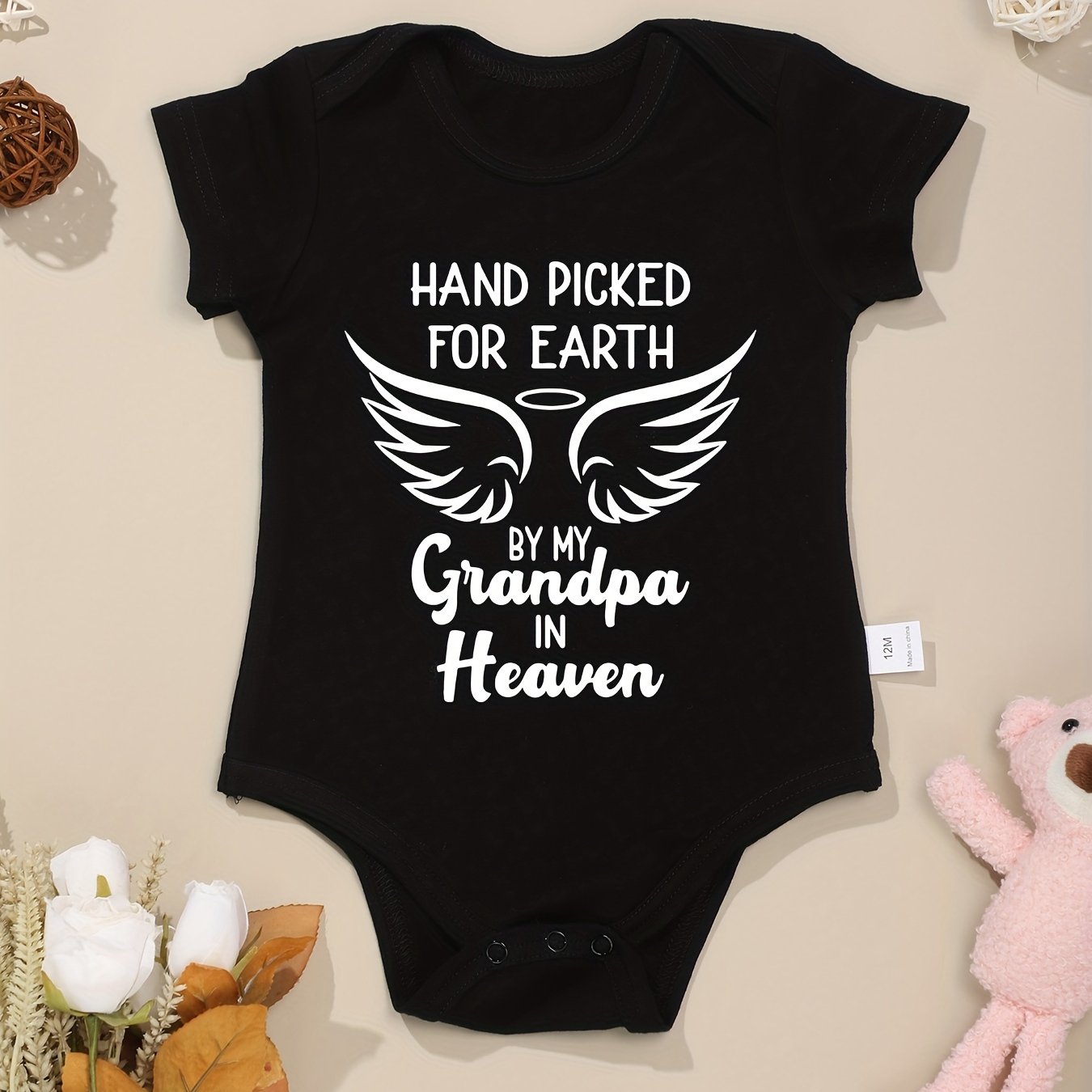Hand Picked For Earth By My Grandpa In Heaven Christian Baby Onesie claimedbygoddesigns