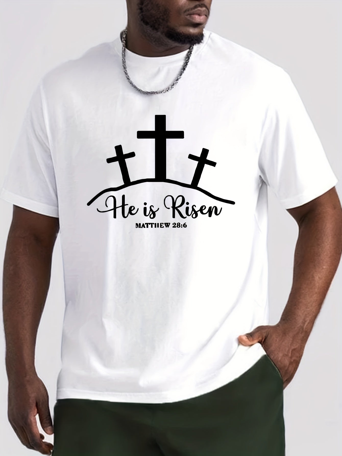 For All Have Sinned And Come Short Of The Glory Of God/ He Is Risen Men's Christian T-shirt claimedbygoddesigns