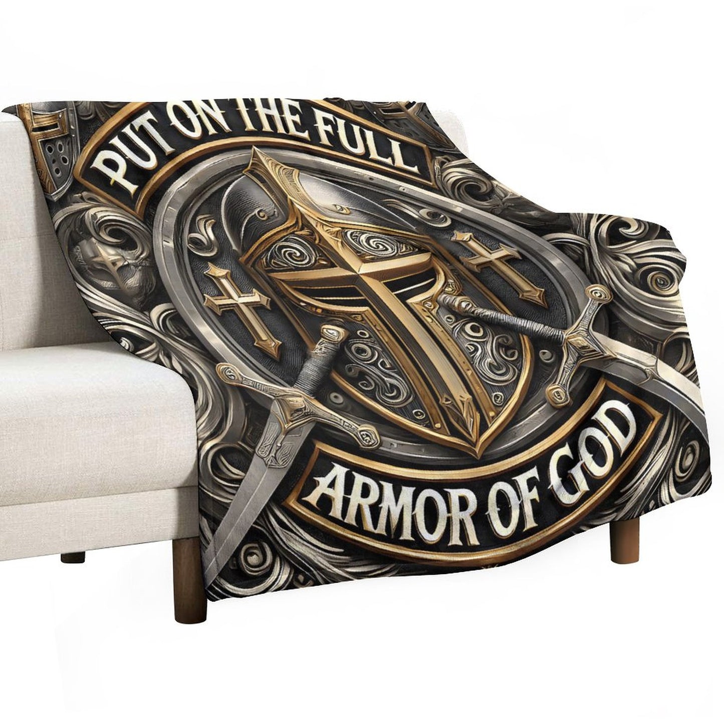 Put On The Full Armor Of God Christian Flannel Throw Blanket