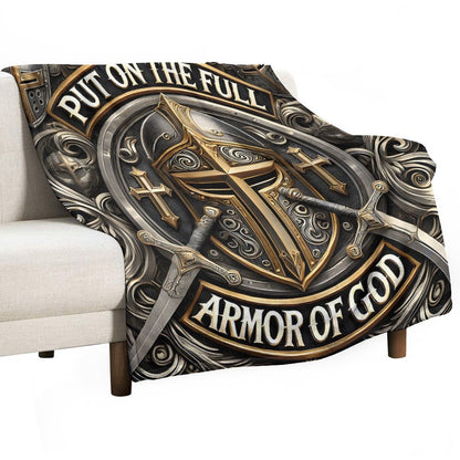 Put On The Full Armor Of God Christian Flannel Throw Blanket