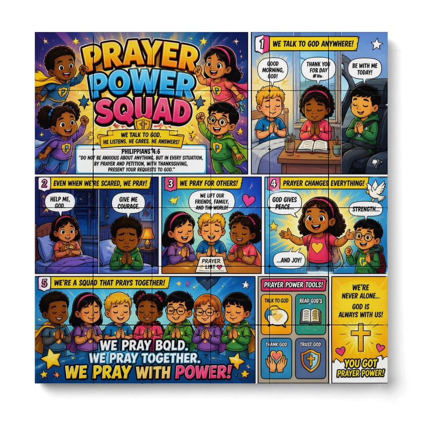 Prayer Power Squad – Building Block Puzzle Ornament - ClaimedbyGodDesigns