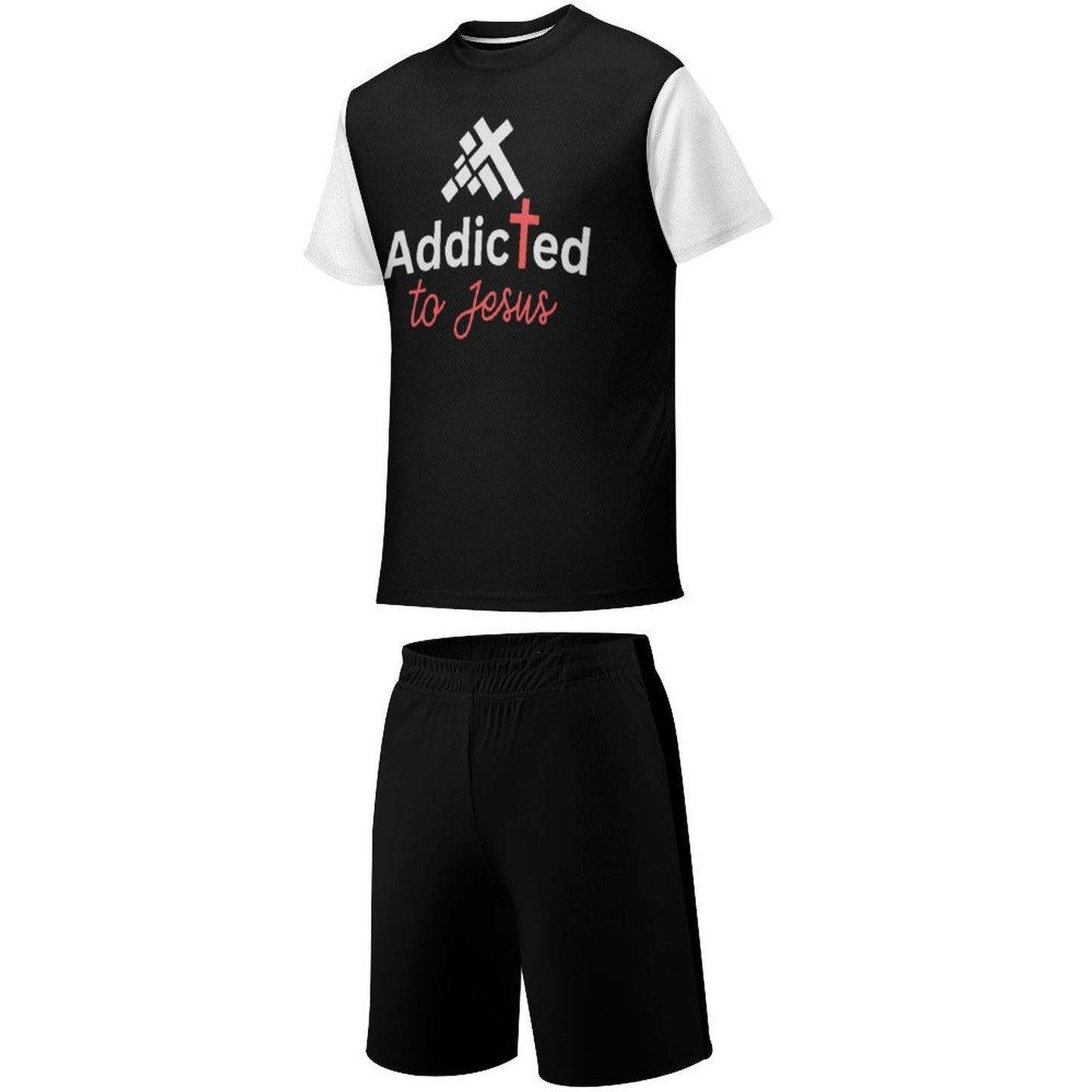 Addicted To Jesus Youth Christian Summer Casual Outfit Shorts Set SALE-Personal Design