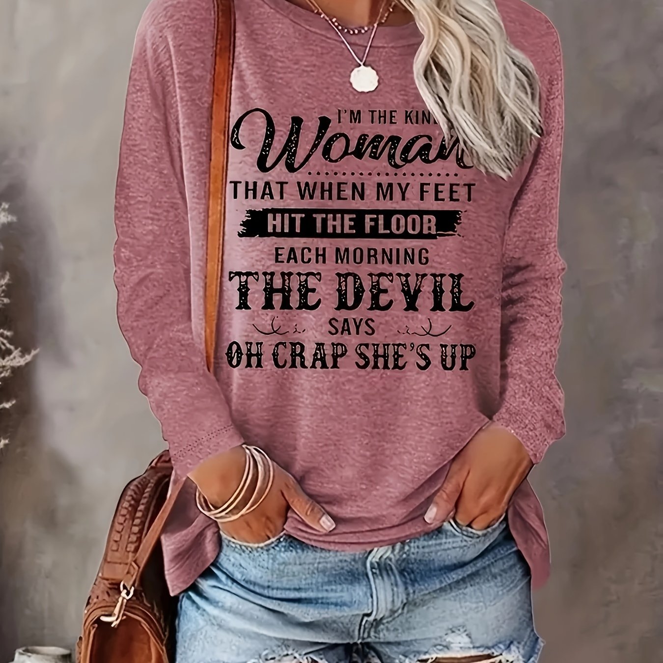 The Devil Says Oh Crap She's Up Women's Christian Pullover Sweatshirt claimedbygoddesigns