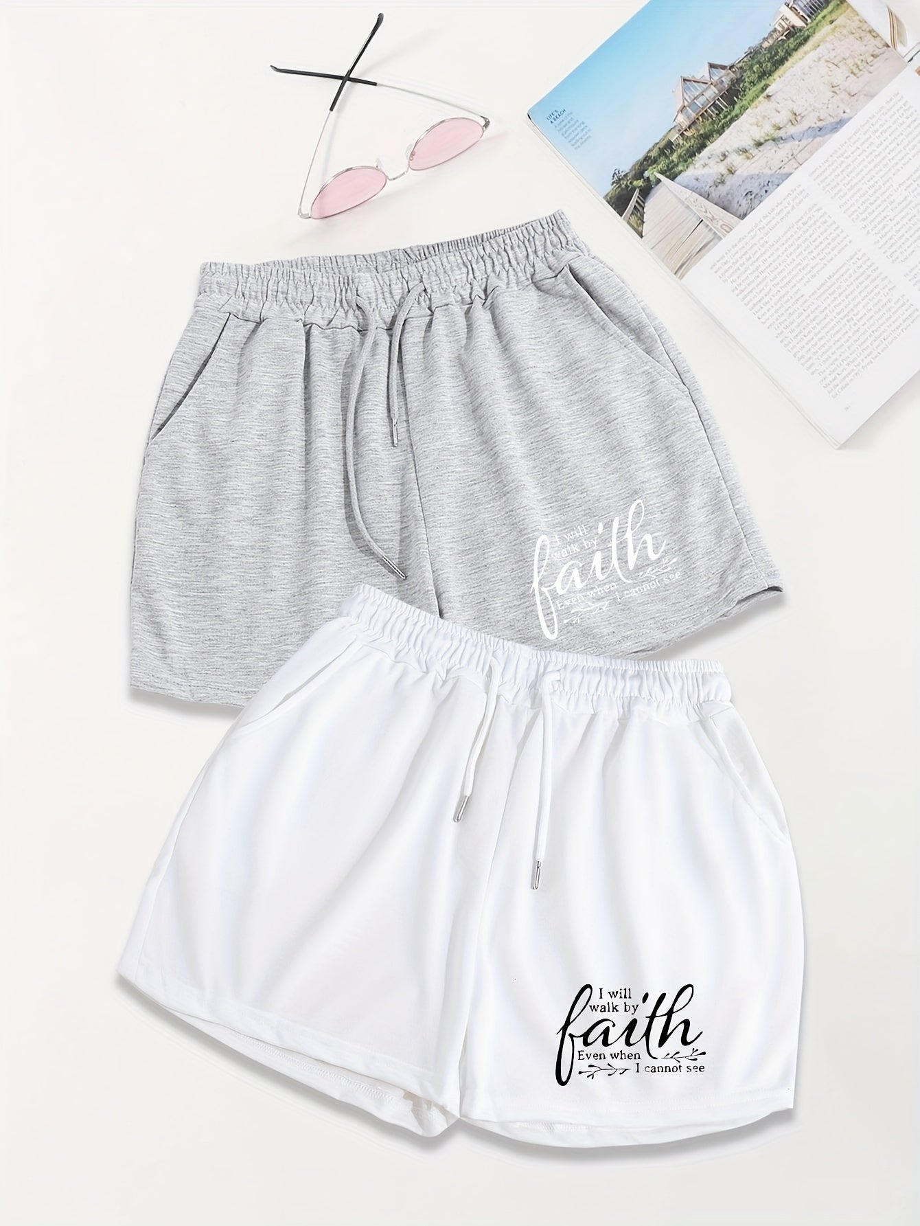 I Will Walk By Faith Even When I Cannot See It 2pcs Women's Christian Shorts claimedbygoddesigns