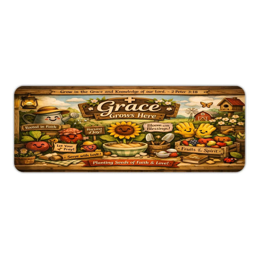 Grace Grows Here Christian Kitchen Mat