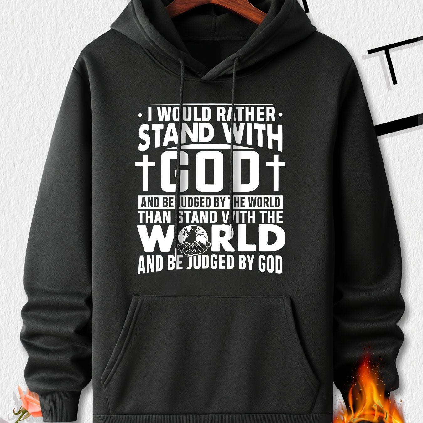 I Would Rather Stand With God Christian Unisex Pullover Hooded Sweatshirt claimedbygoddesigns