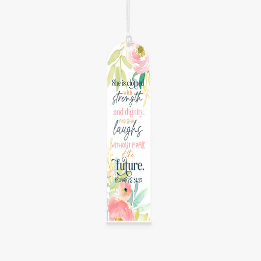 Clothed With Strength Christian Arch Acrylic Bookmark - ClaimedbyGodDesigns
