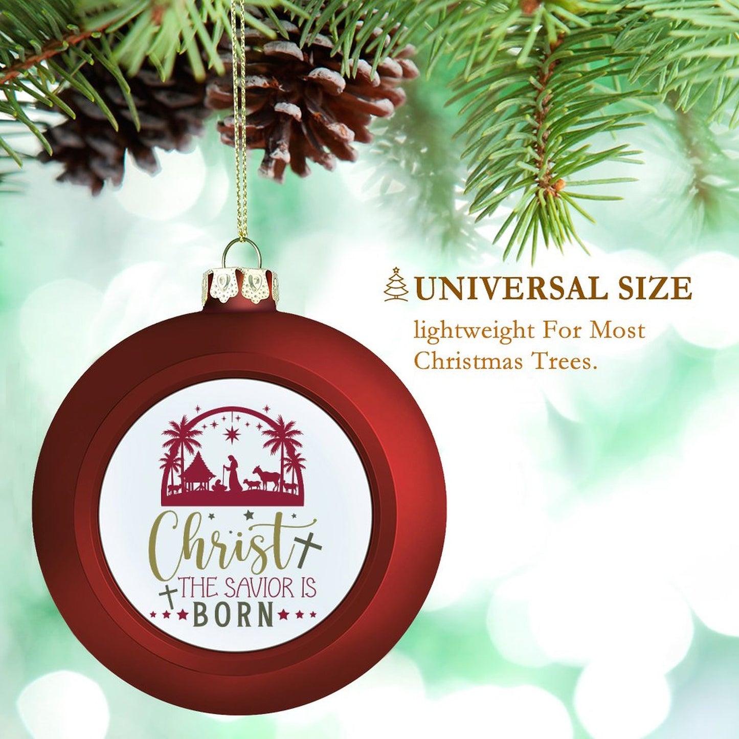 Christ The Savior Is Born Christian Christmas Tree Hanging Ball