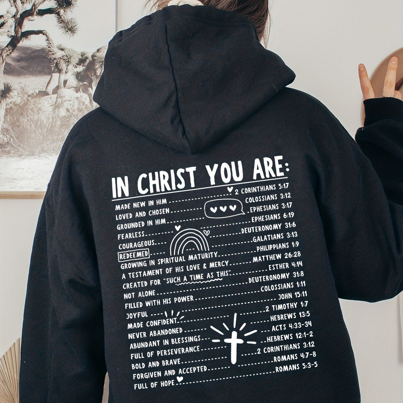 In Christ You Are Bible Verse Plus Size Women's Christian Pullover Hooded Sweatshirt claimedbygoddesigns