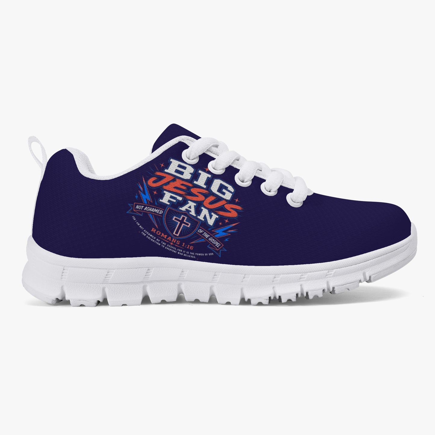 Big Jesus Fan 2.0 Christian Kids' Lightweight Mesh Sneakers - ClaimedbyGodDesigns