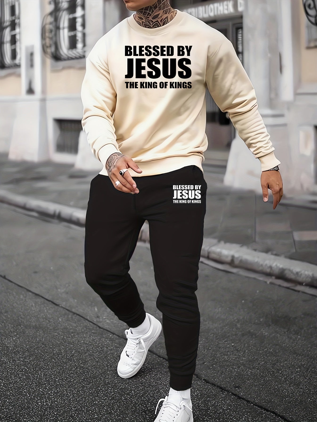 Blessed By Jesus The King Of Kings Men's Christian Casual Outfit claimedbygoddesigns