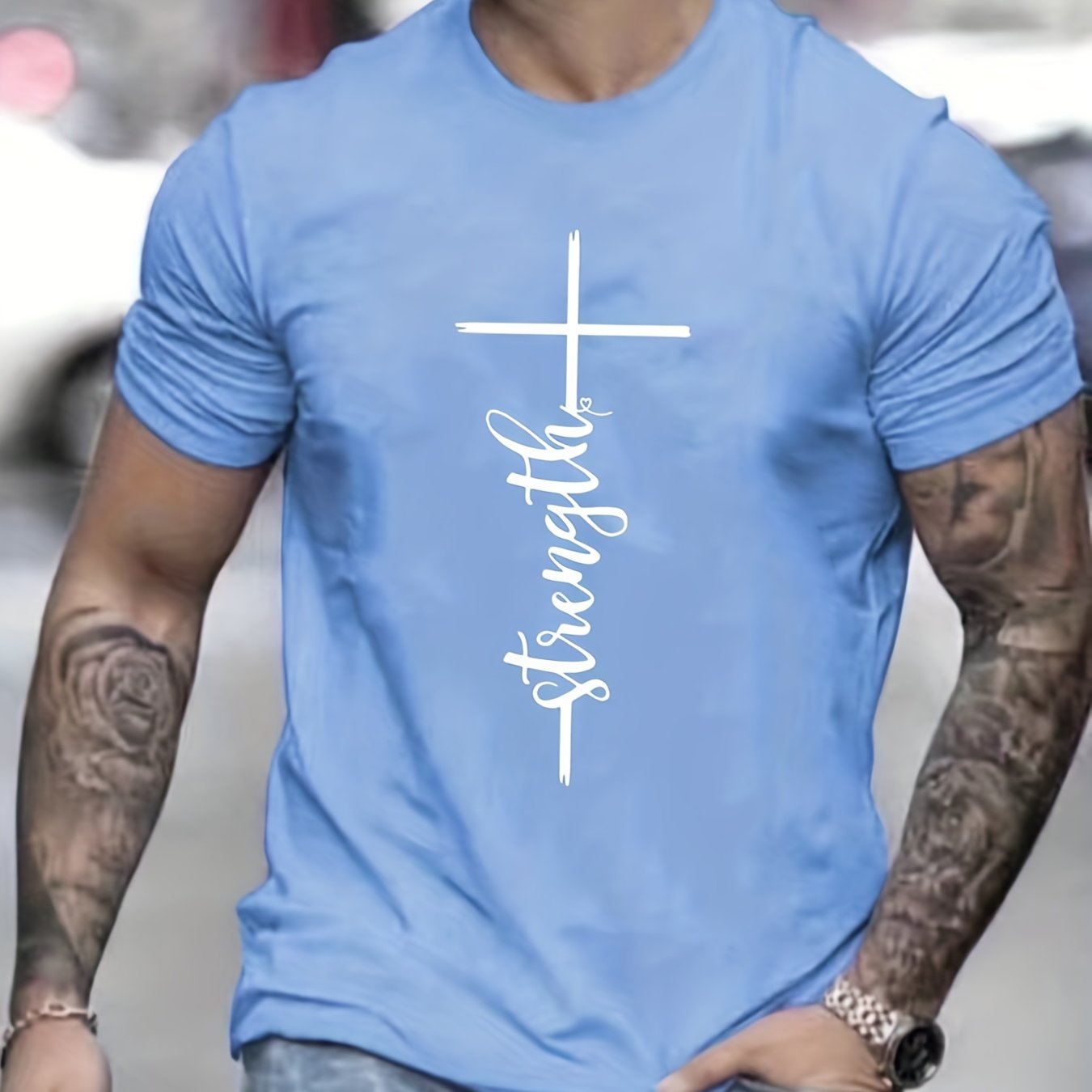 Strength Men's Christian T-Shirt claimedbygoddesigns