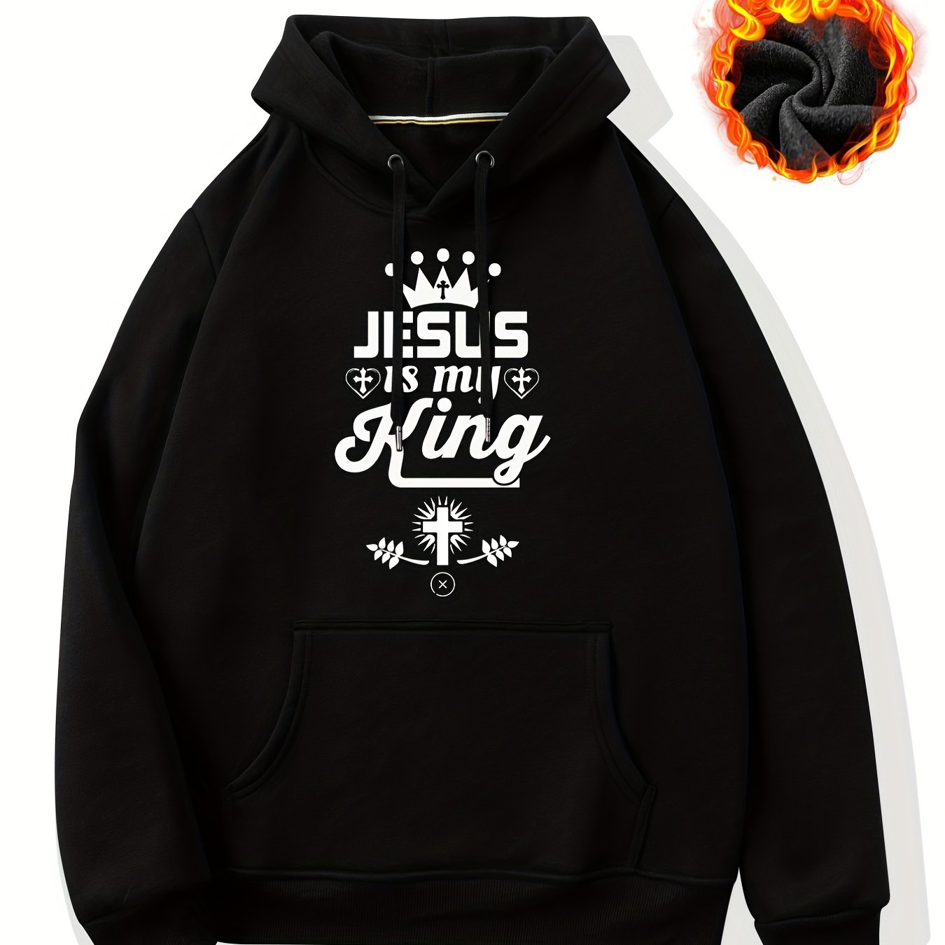 JESUS IS MY KING Men's Christian Pullover Hooded Sweatshirt claimedbygoddesigns