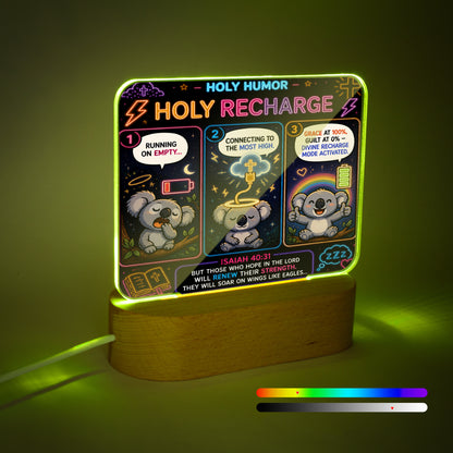 Holy Recharge Christian Square Acrylic Nigh Light - Luminous Base - ClaimedbyGodDesigns