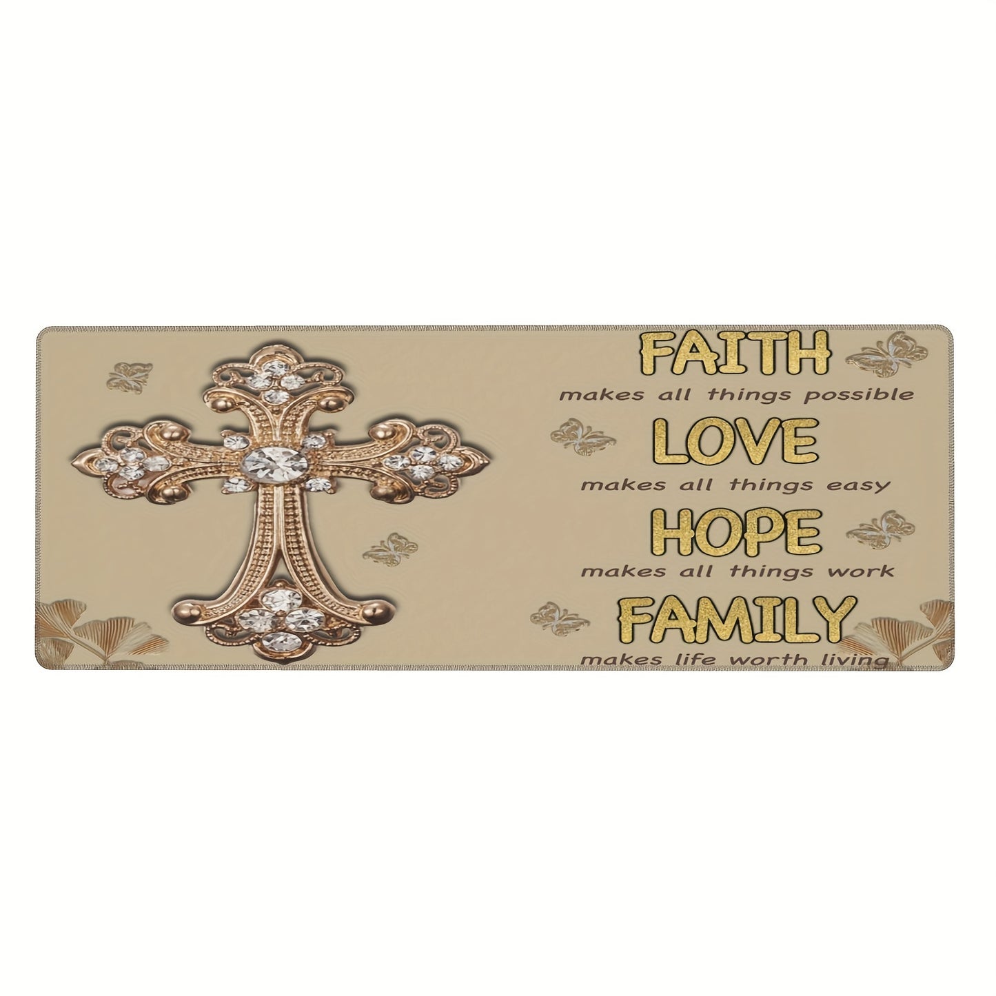 1pc Faith Love Hope Family Christian Computer Keyboard Mouse Pad 11.8x31.5in claimedbygoddesigns