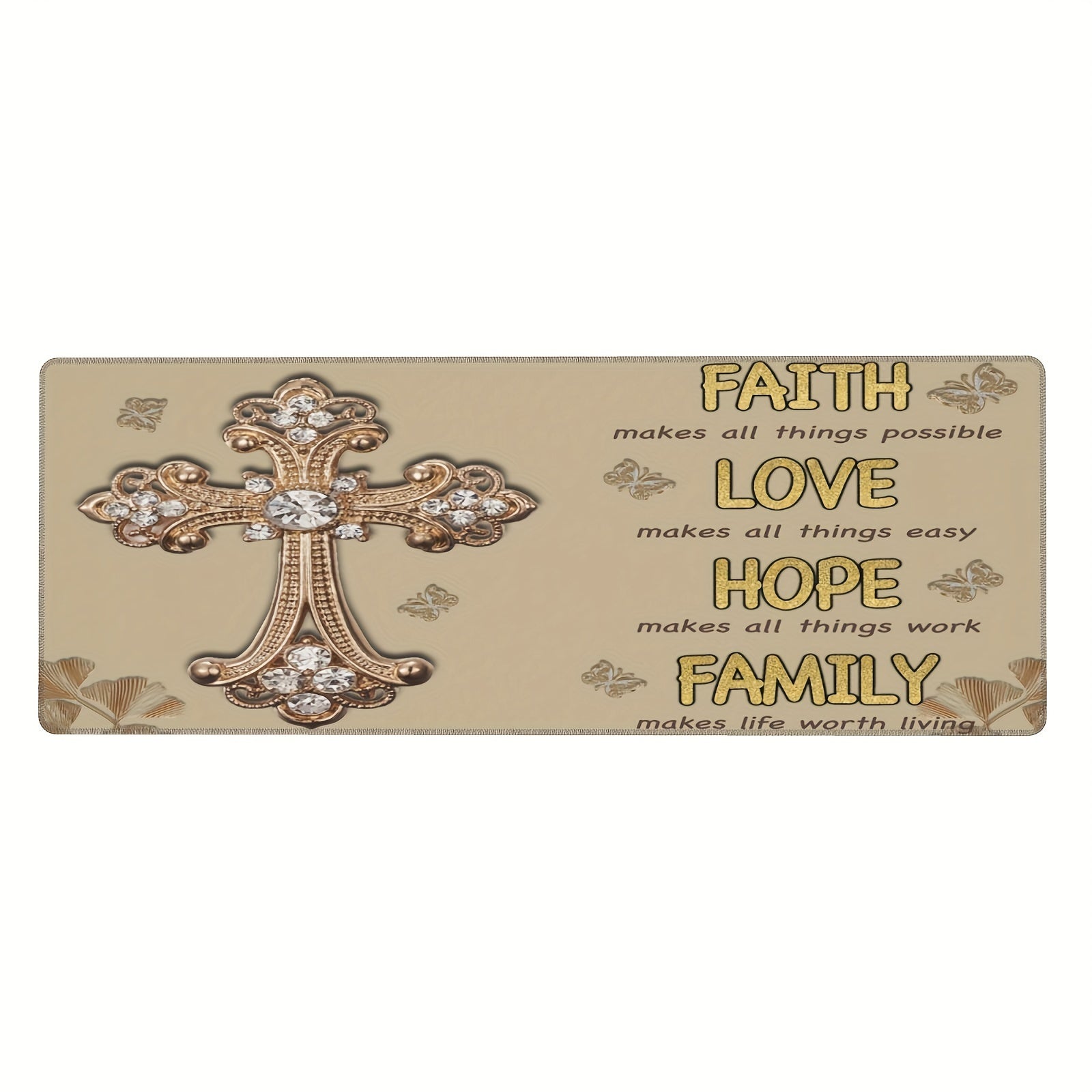 1pc Faith Love Hope Family Christian Computer Keyboard Mouse Pad 11.8x31.5in claimedbygoddesigns