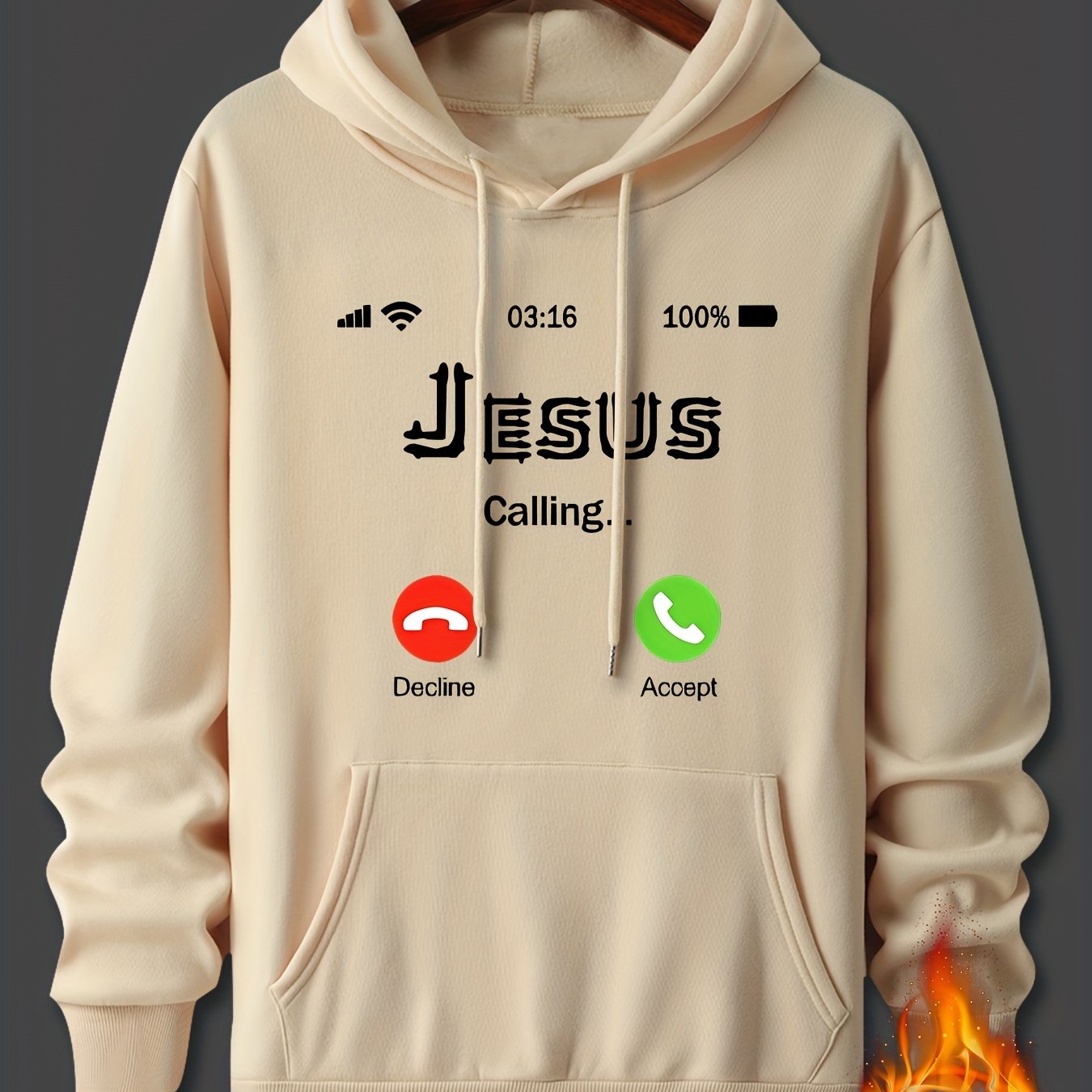 JESUS Is Calling Men's Christian Pullover Hooded Sweatshirt claimedbygoddesigns