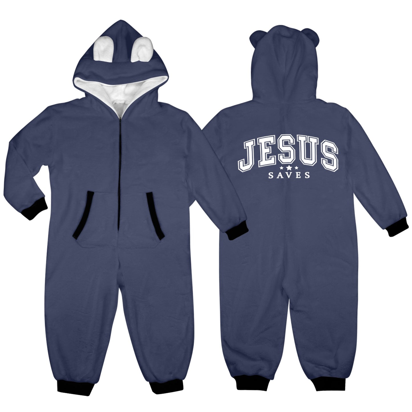He Saves One-Piece Zip up Hooded Pajamas for Little Kids (Toddler)
