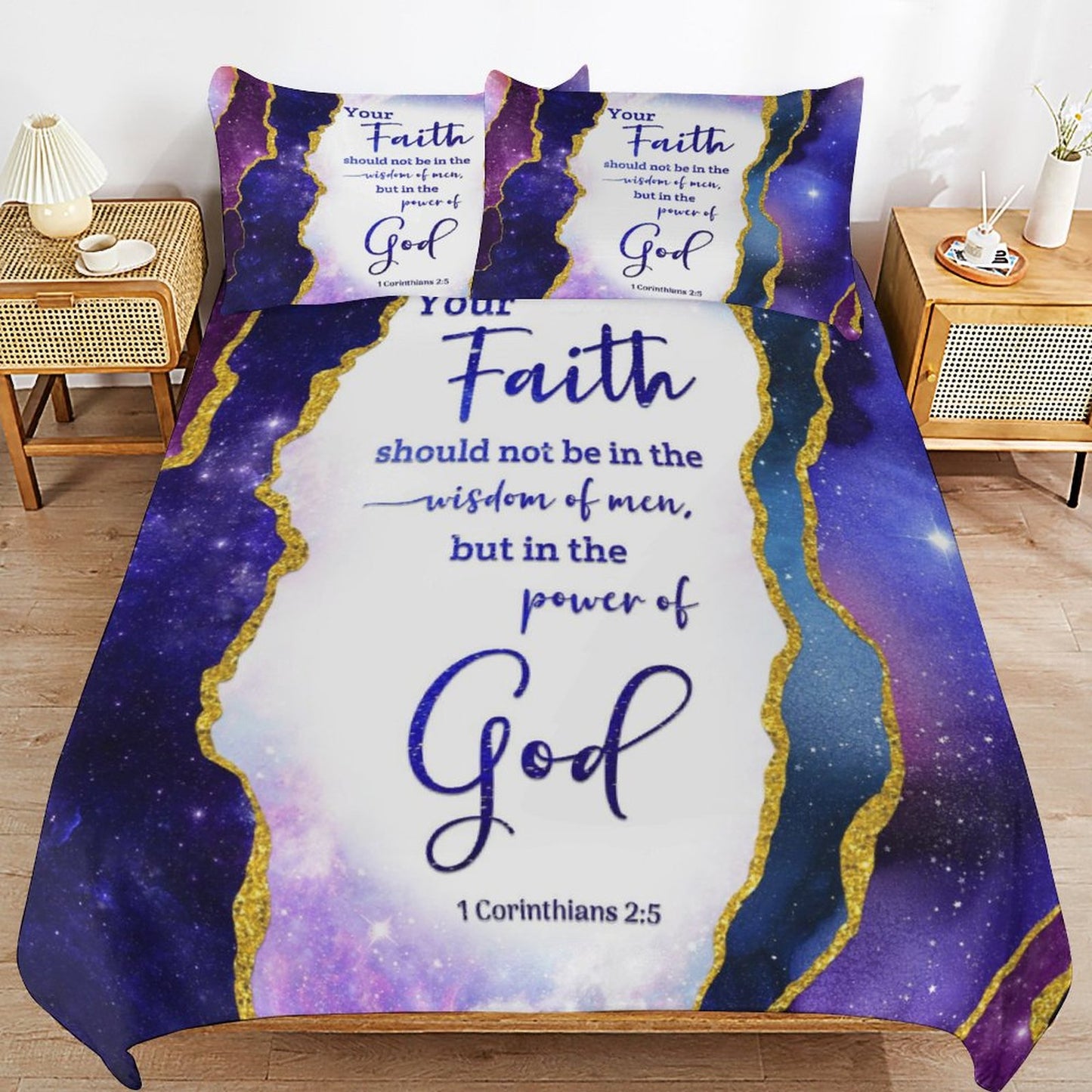 Your Faith Should Be In The Power Of God 3-Piece Christian Comforter Bedding Set-86"×70"/ 218×177cm SALE-Personal Design